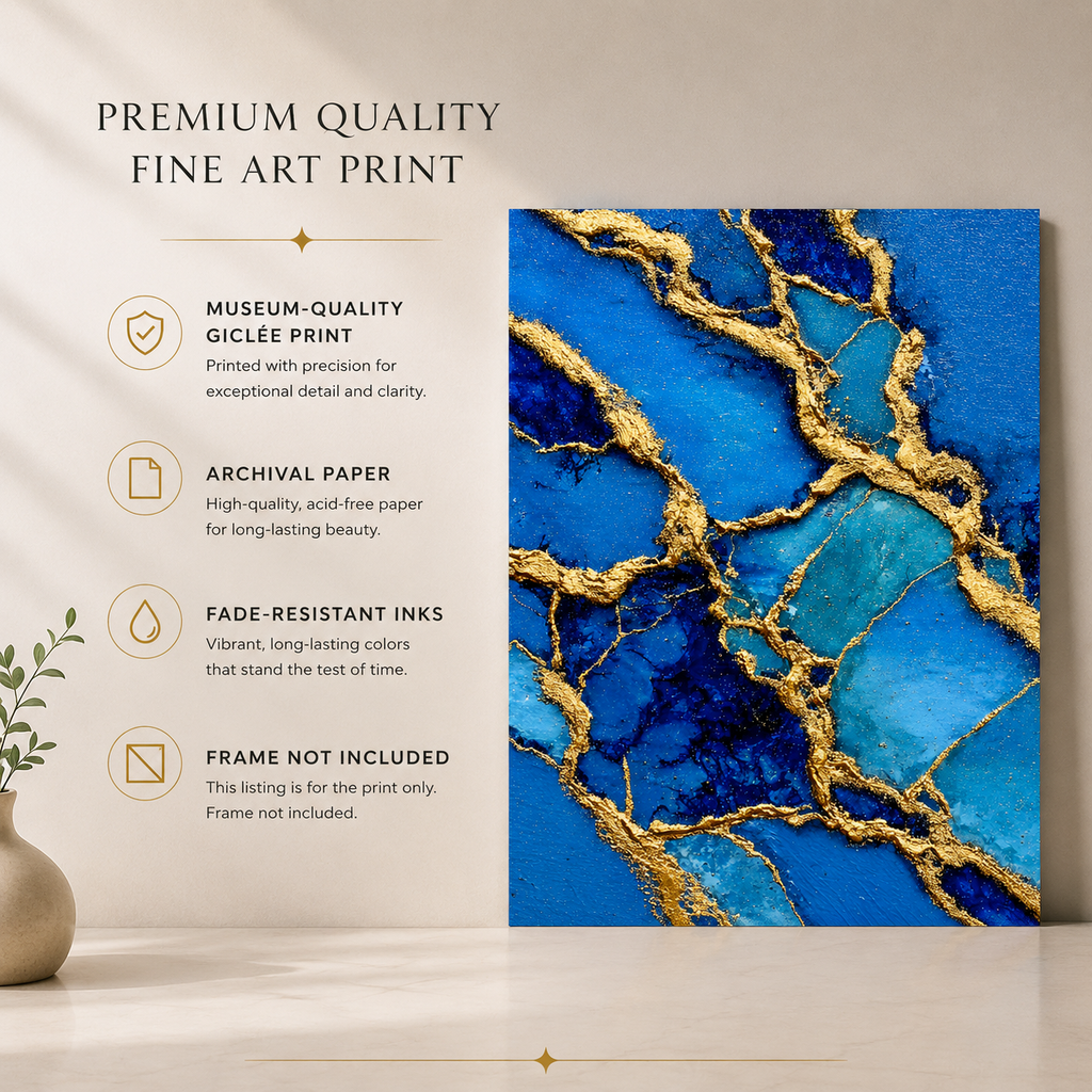 Golden Flow I - Coastal Ocean Fine Art Print by Lina Gomez