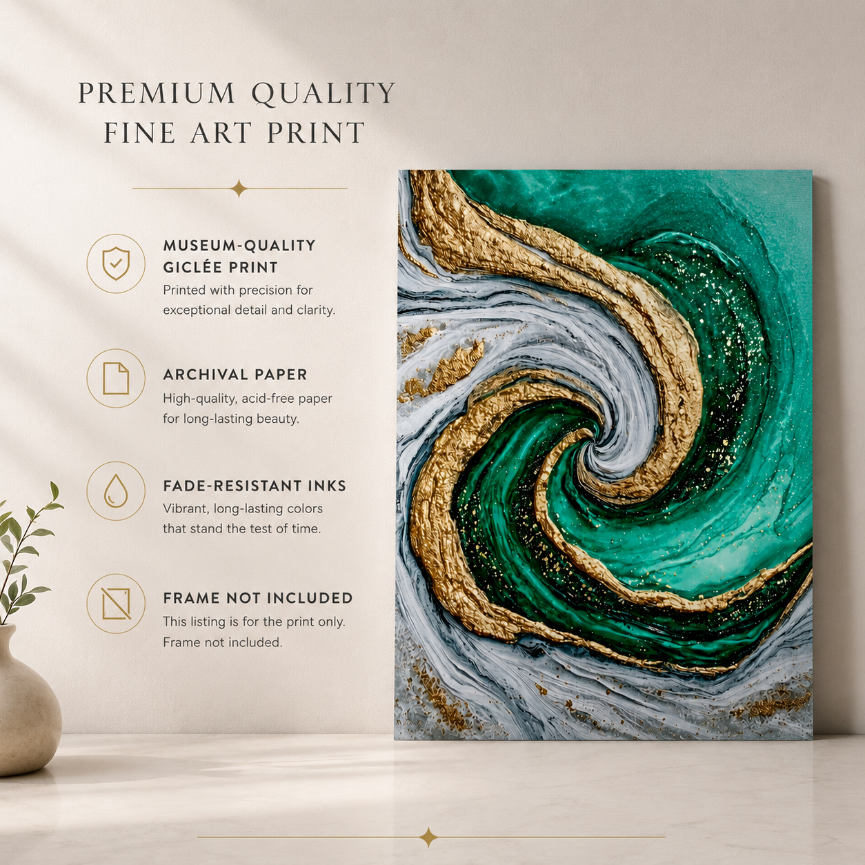 Emerald Current I - Coastal Ocean Fine Art Print by Lina Gomez