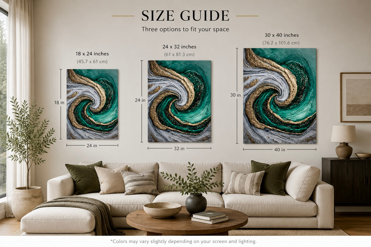 Emerald Current I - Coastal Canvas Print by Lina Gomez