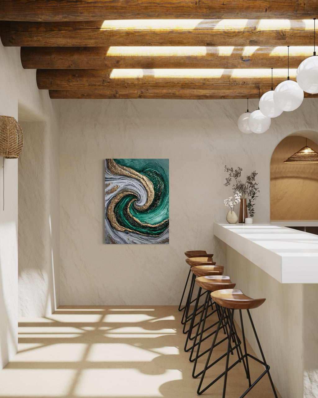Emerald Current I - Coastal Canvas Print by Lina Gomez