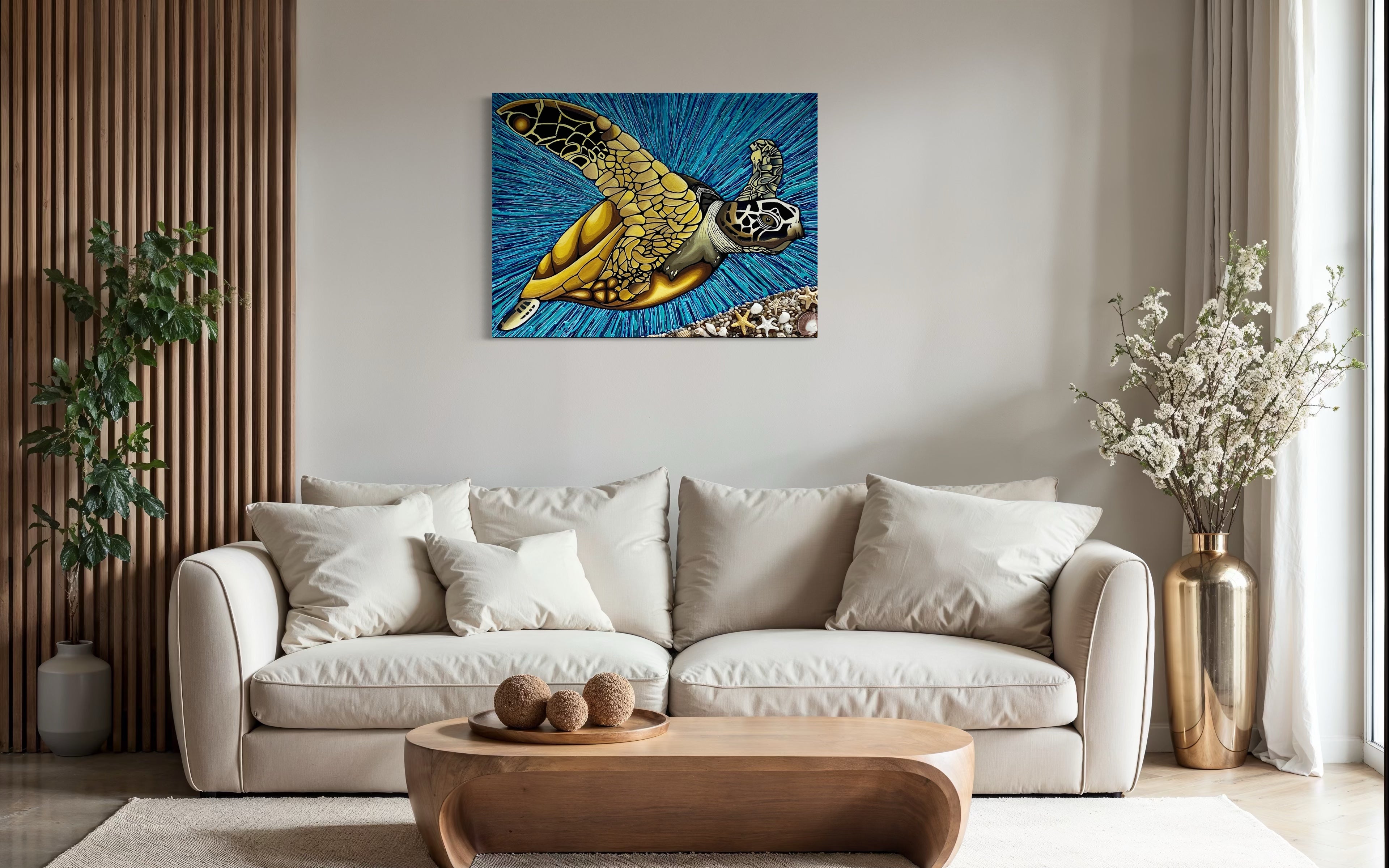 Ancient Grace I - Sea Turtle Coastal Fine Art Print by Lina Gomez