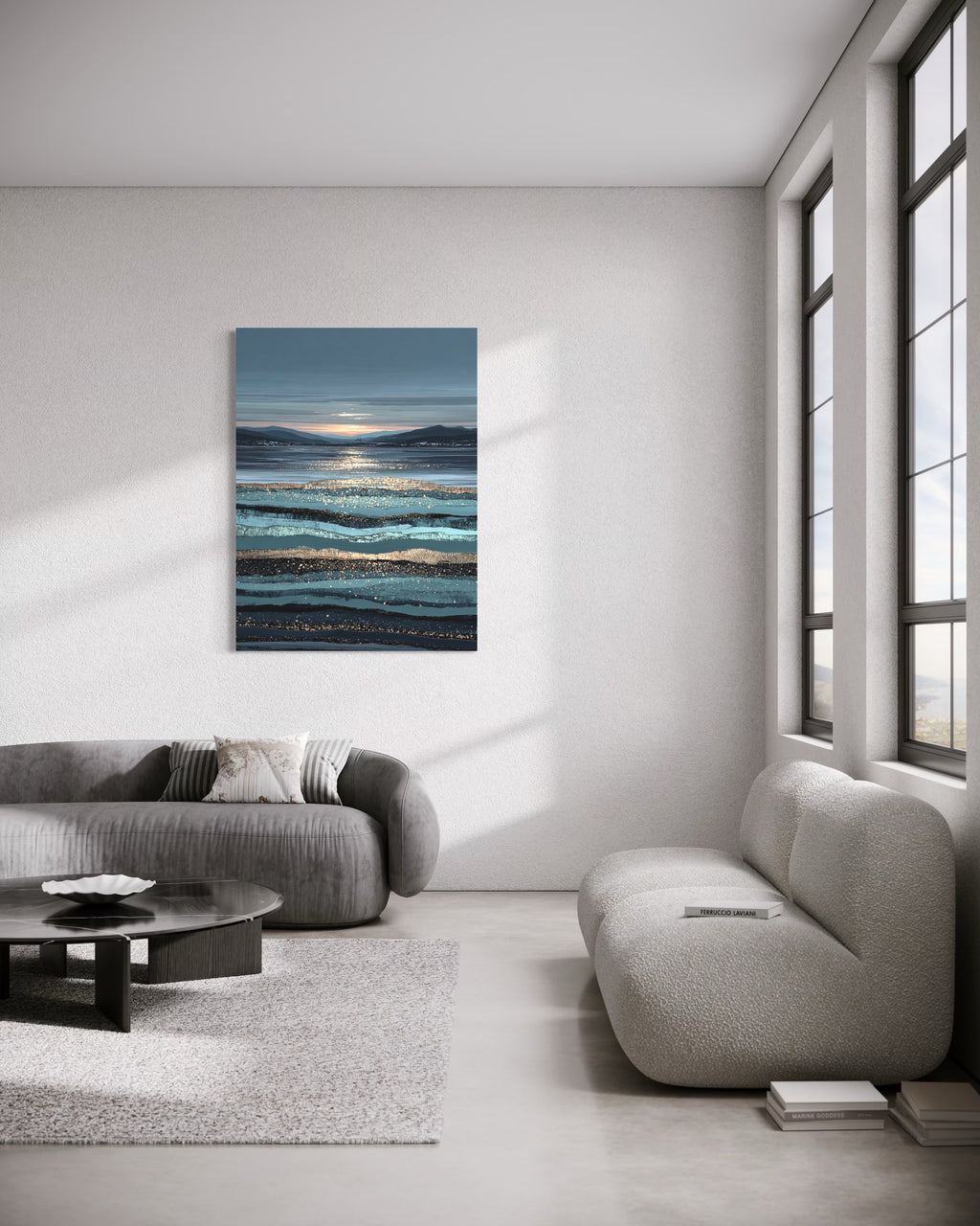 Golden Horizon - Coastal Ocean Fine Art Print by Lina Gomez