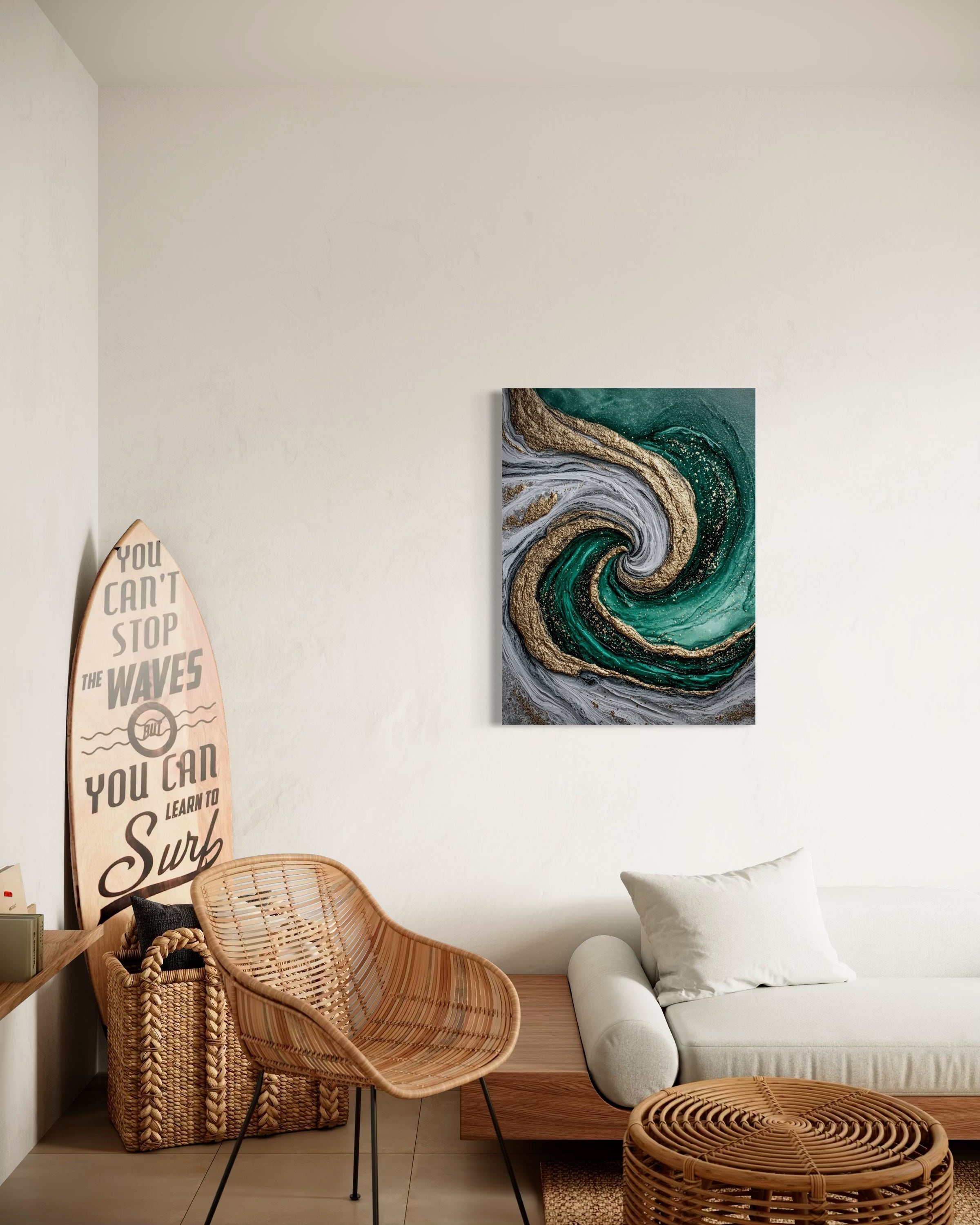 Emerald Current I - Coastal Canvas Print by Lina Gomez