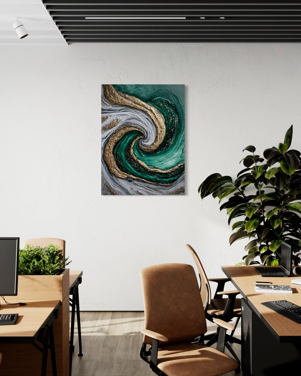 Emerald Current I - Coastal Canvas Print by Lina Gomez