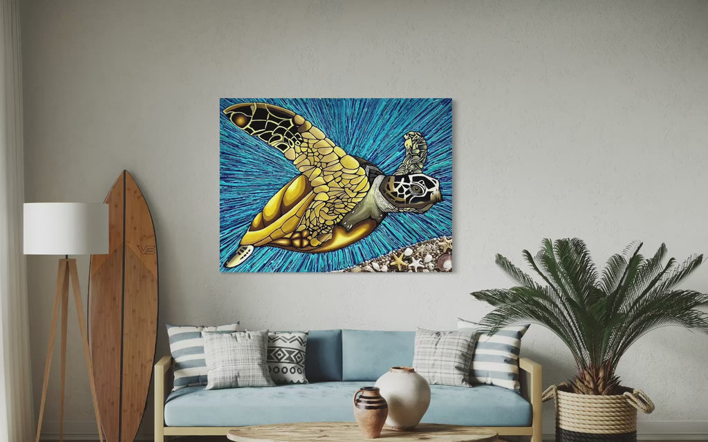 Ancient Grace I - Sea Turtle Coastal Fine Art Print by Lina Gomez