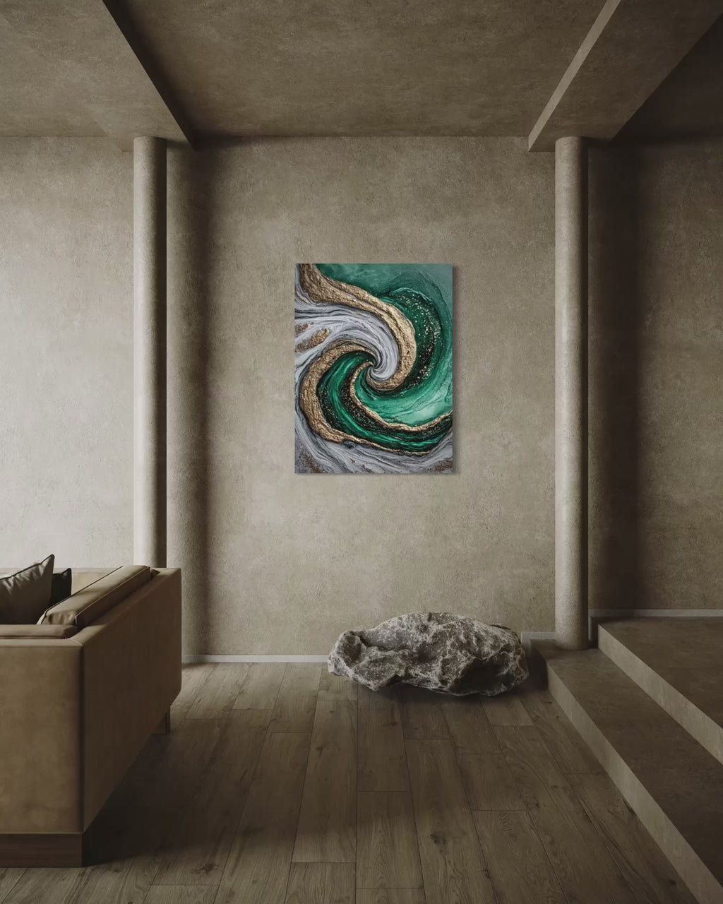 Emerald Current I - Coastal Canvas Print by Lina Gomez