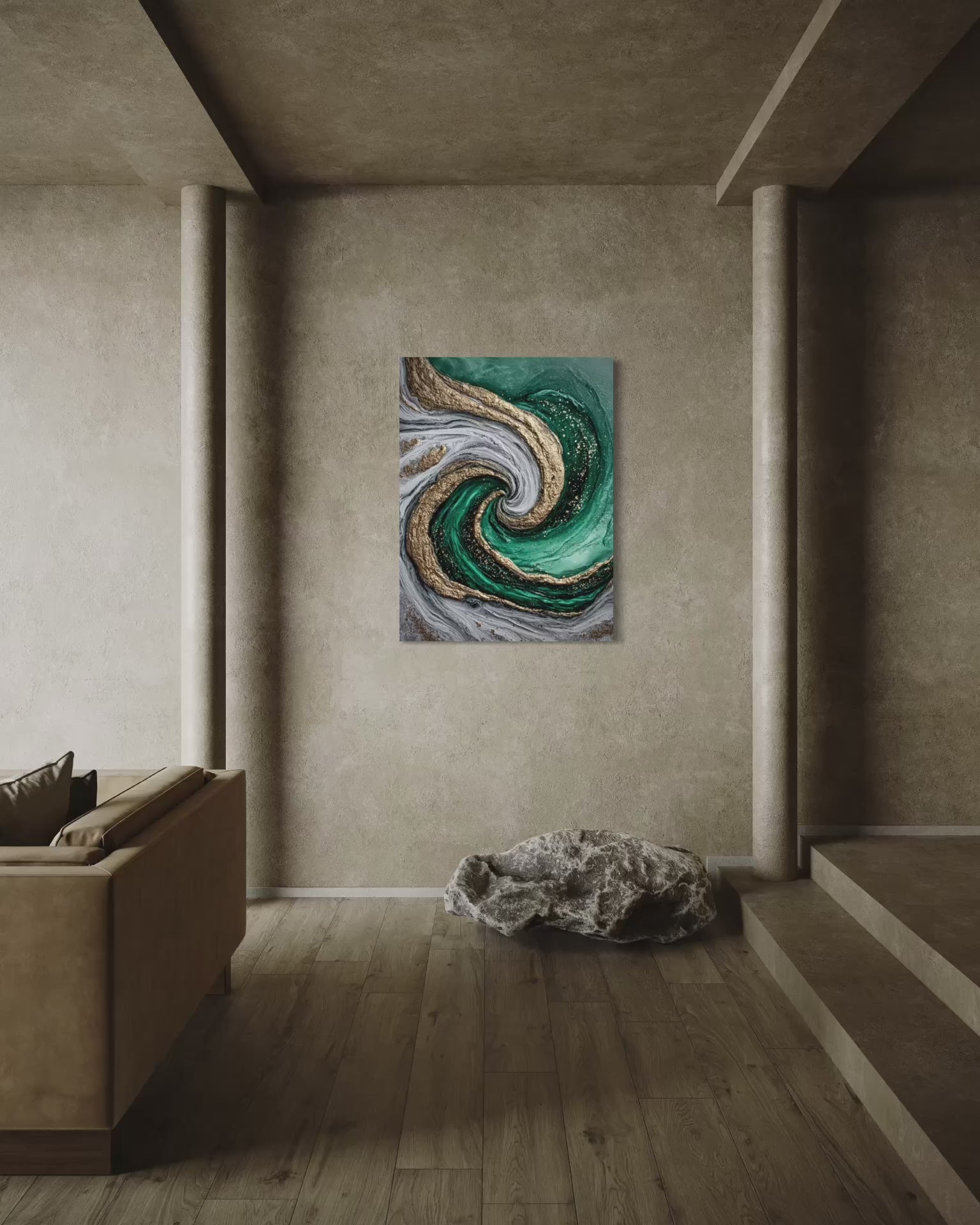 Emerald Current I - Coastal Canvas Print by Lina Gomez